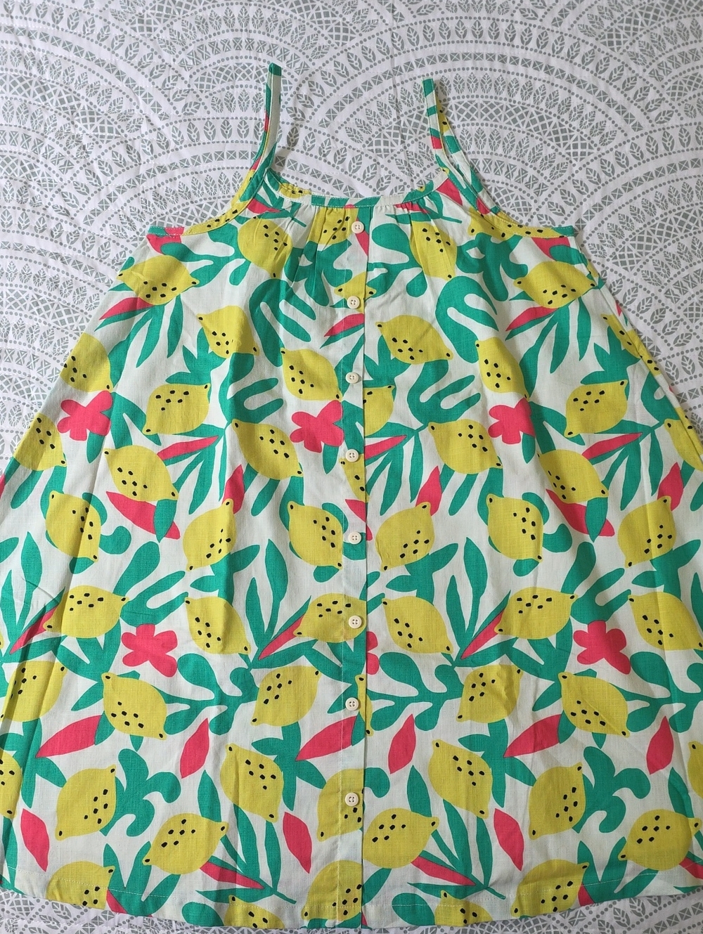 Hanna Andersson White Sundress with Yellow and Green Accents